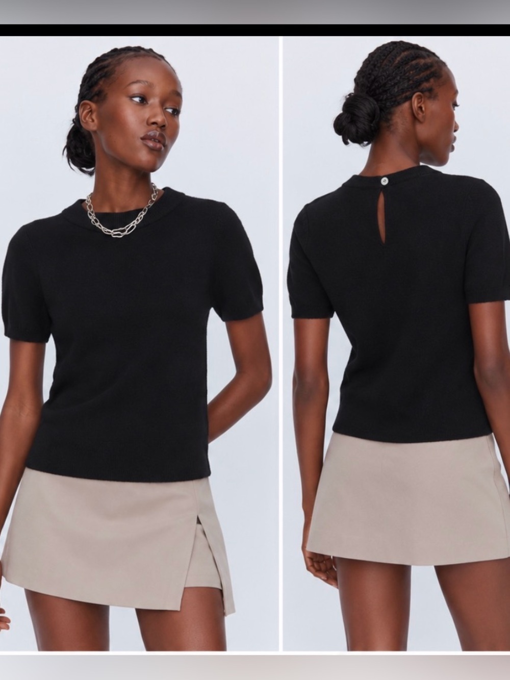 Anthropologie Maeve Black short knit sleeve top